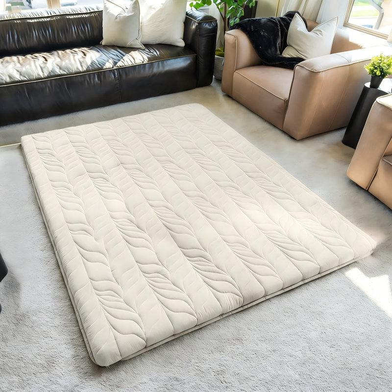  Japanese Floor Mattress Futon Mattress Twin Size, 4" Thicken Roll Up Tatami Mat 100% Cotton Washable Cover, Portable & Foldable Floor Bed Mattress for Sleeping, Dormitory, Adult Kids, Khaki