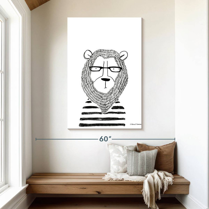 Lion dans des verres, H 48 po x l 32 po
