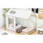 Lit simple pour maison simple avec toit et fenêtre, blanc et naturel - bois de pin intégré et pour chambre à coucher-1131917900