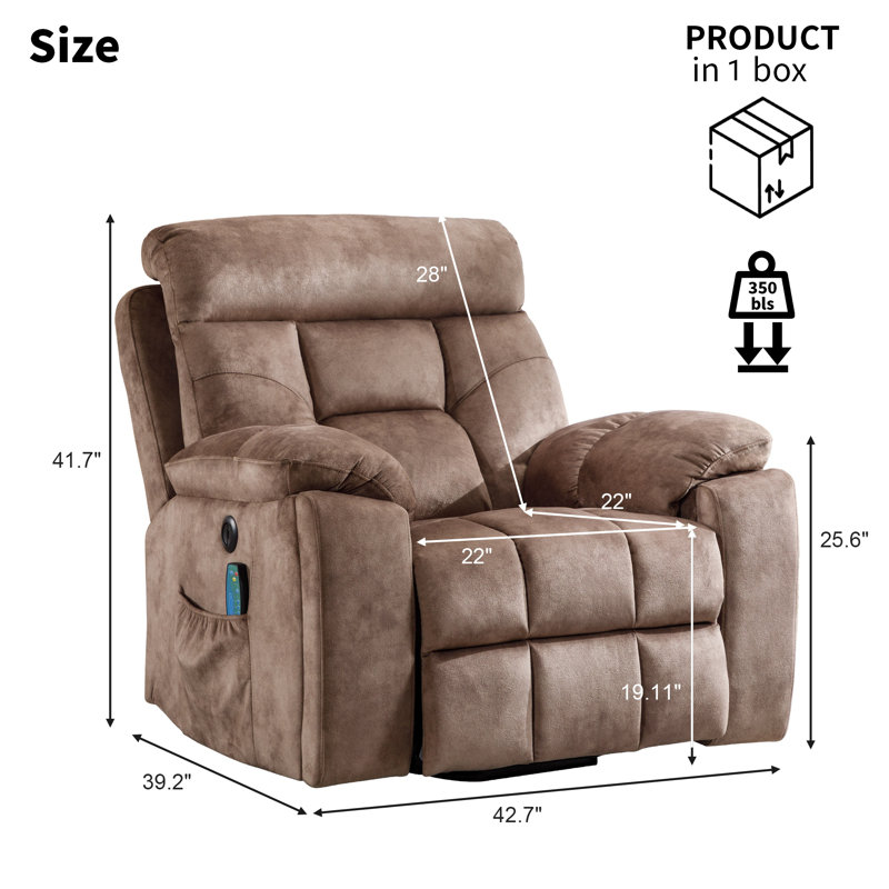 Ensemble de 4 fauteuils inclinables Naiomi, Microfibres brunes