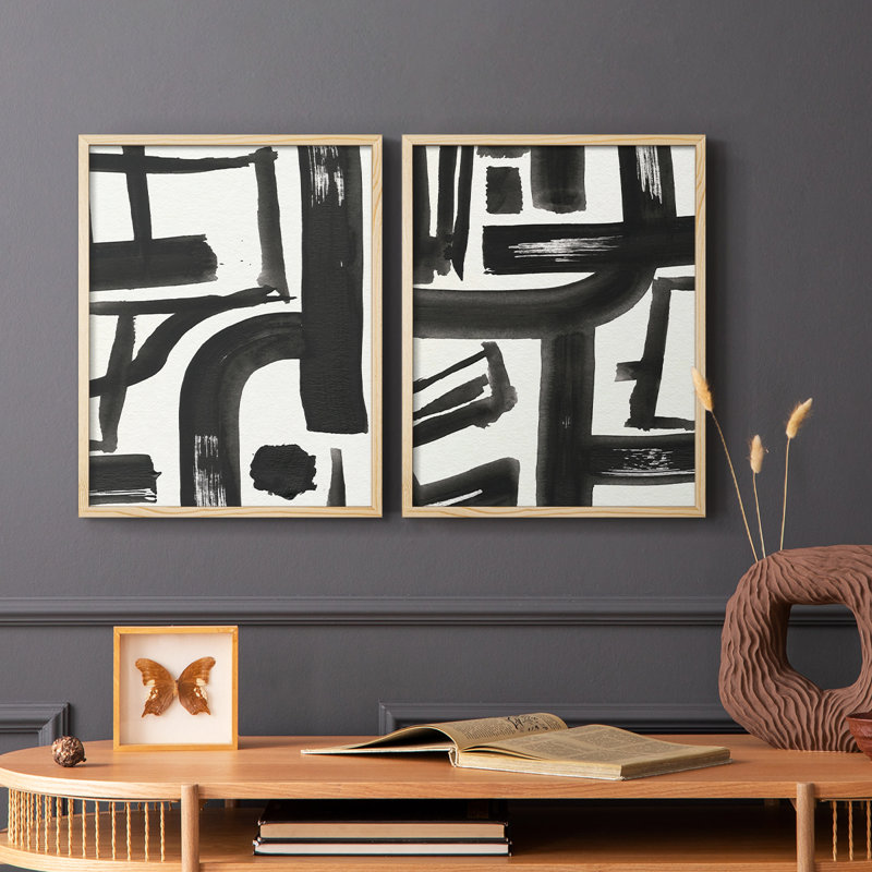 «Inkwell Intersect I-Premium», reproduction encadrée prête à accrocher - aucun clou requis - aucun clou requis, Bois naturel