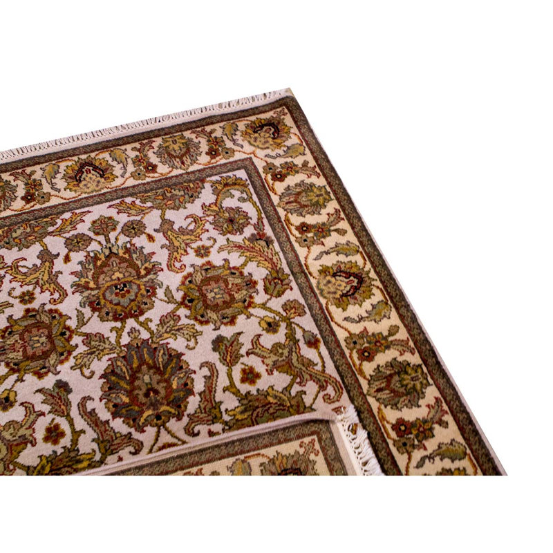 Tapis ivoire et doré de haute qualité noué à la main