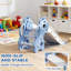 Glissade autoportante avec fonctions de jeu polyvalentes, en 3 étapes, en forme de girafe, anneau inclus et matériau en polypropylène, surface antidérapante, mains courantes latérales pour plus de stabilité, 1 an, couleur bleu / blanc-129638269