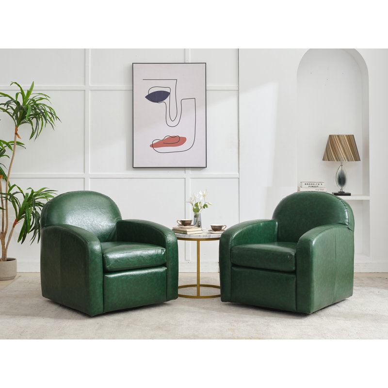 Ensemble de 2 fauteuils pivotants rembourrés Oaklynd, Vert