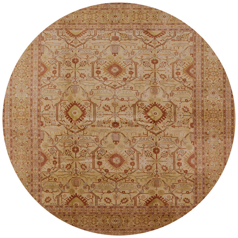 Tapis oriental ivoire / brun clair, Rond 8 pi