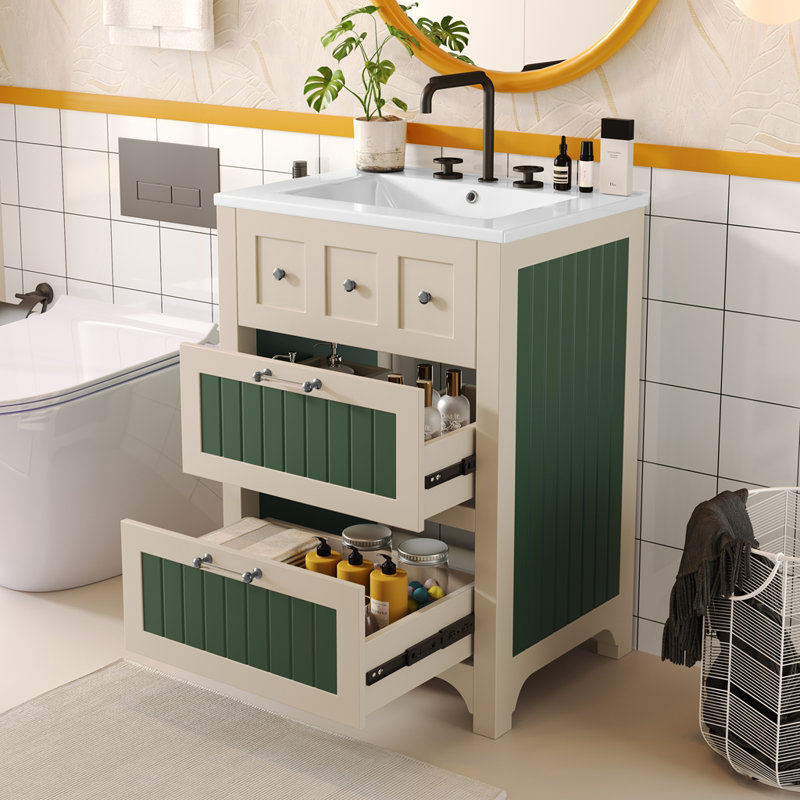 Ensemble de meuble-lavabo avec lavabo en céramique