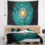 Tapisserie abstraite à motif de sphère fractale turquoise cabalistique-28496969