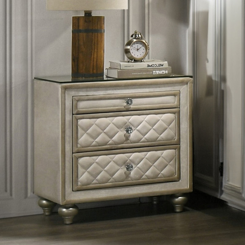 Nightstand, Beige Velvet