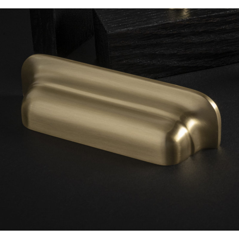 Edgewood Collection Cup Pull - Transitional Hardware for Drawers & Cabinets, 3 3/4", Satin Brass