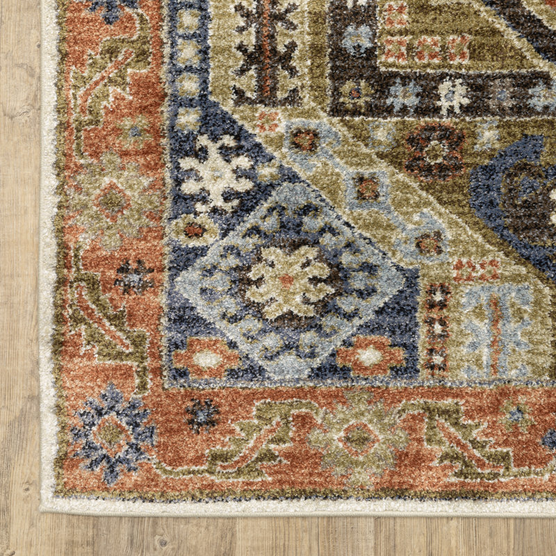 Tapis rouille / bleu Genesis, Rectangle 7 pi 10 po x 10 pi