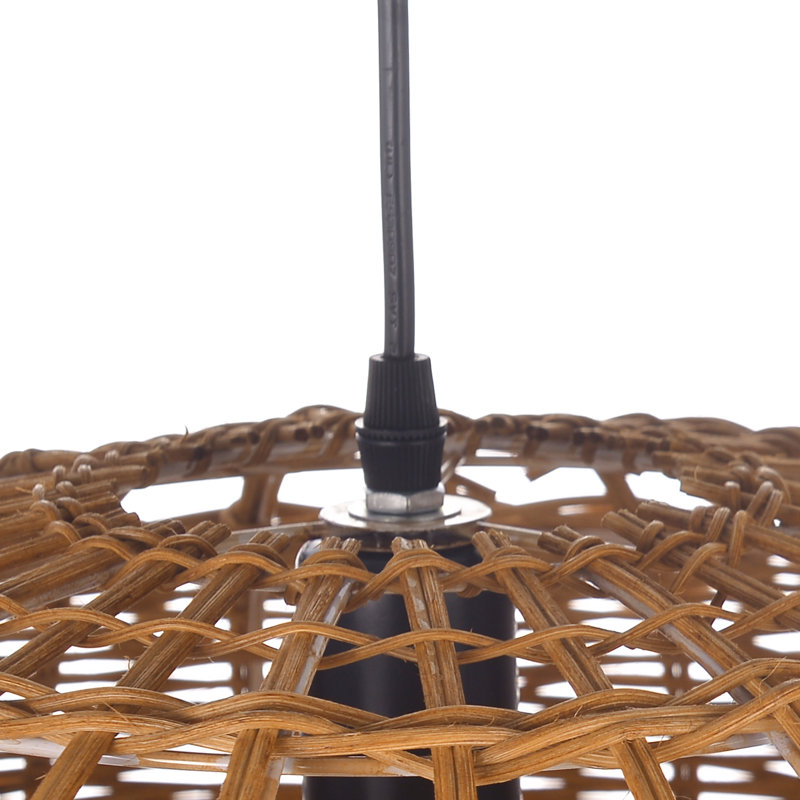 1 - Light Rattan Single Pendant Adjustable, 11.81" H x 19.69" W x 19.69" D