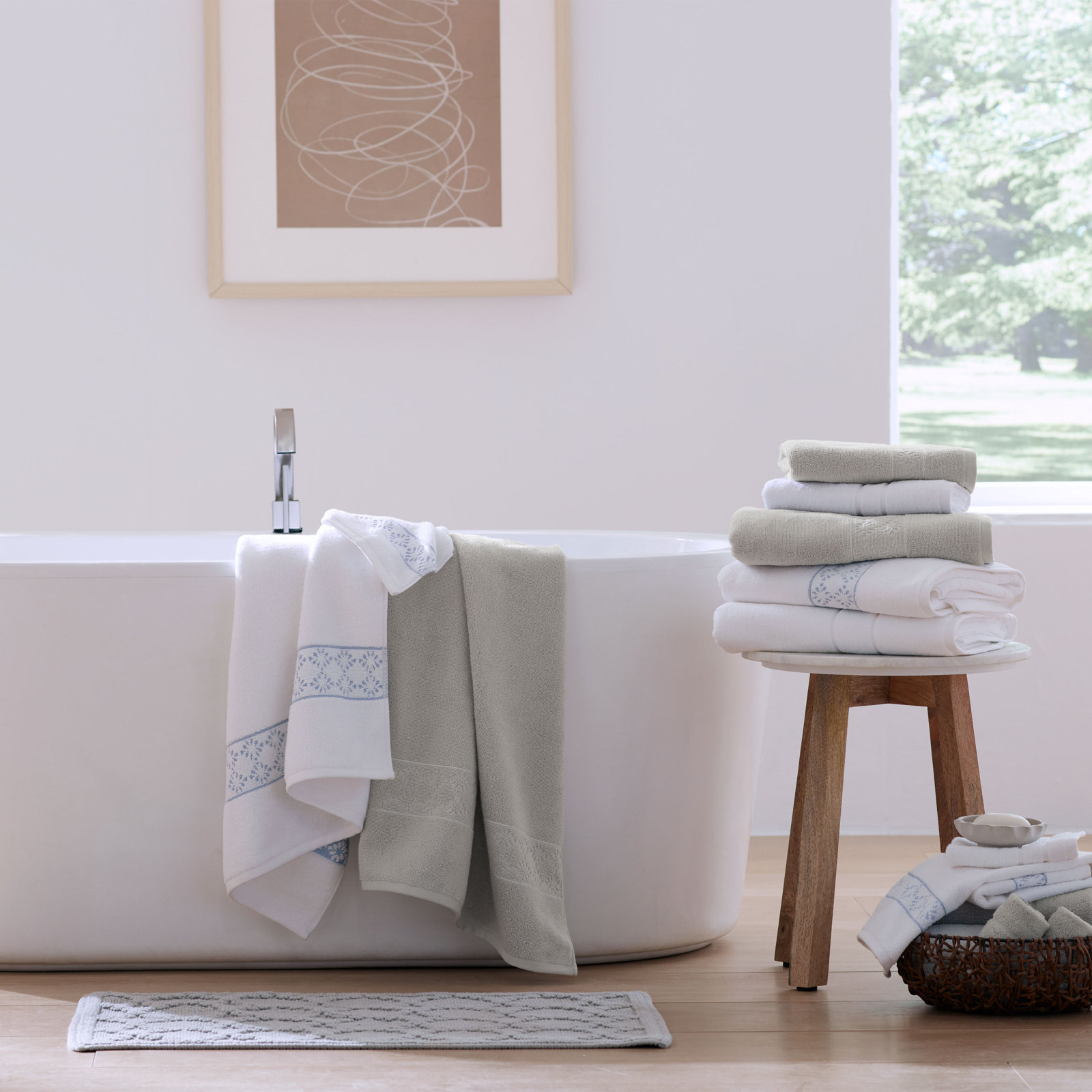 Clean Design Home Savoy Cotton Bath Towels, Gray