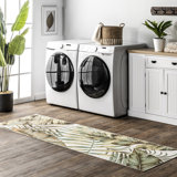Elen SpinClean Machine Washable Natural Leaves Area Rug
