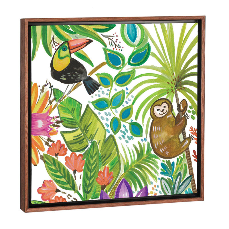 Art tropical encadré, H 26 po x l 26 po x P 1,5 po, Toile avec cadre en bois classique