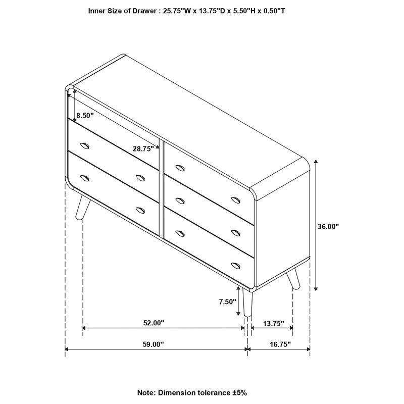 Kegan 61'' W 6 - Drawer Dresser
