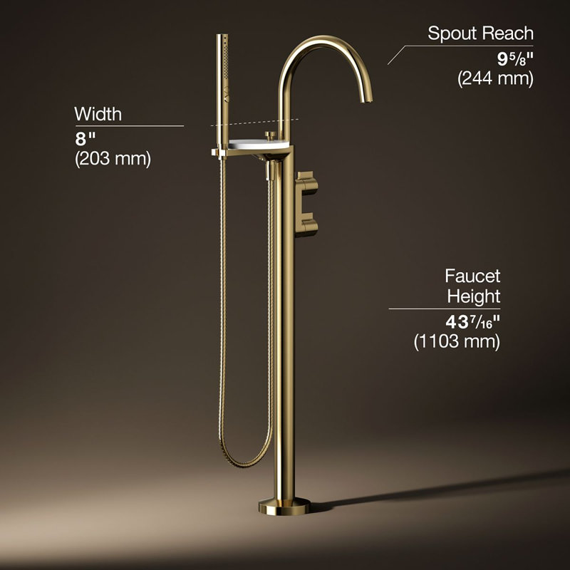 Components Floor-Mount Bath Filler Trim, Knob Handle, Gold