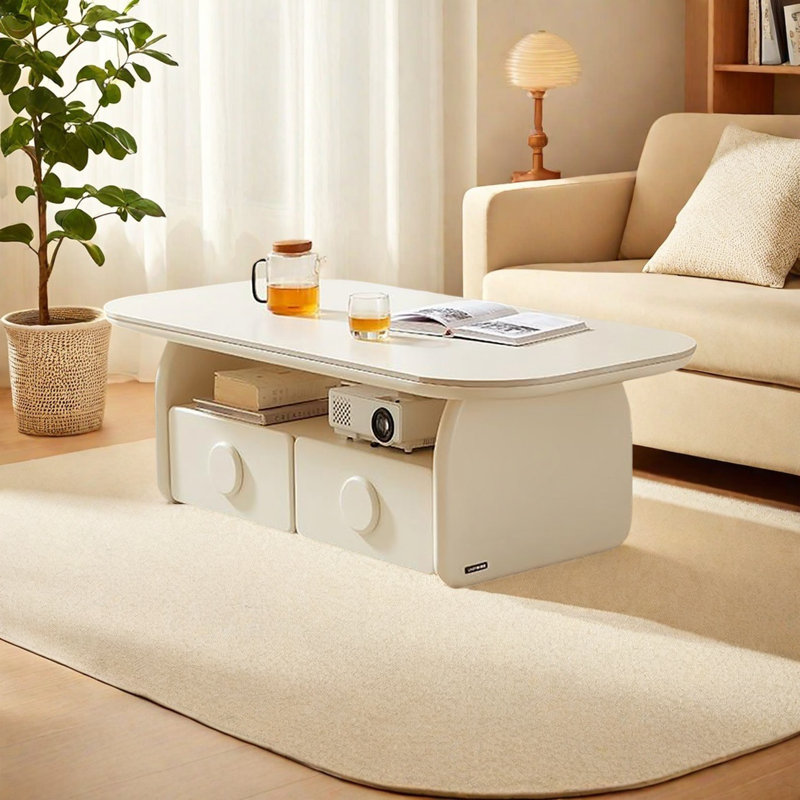 Table basse de style crème ronde
