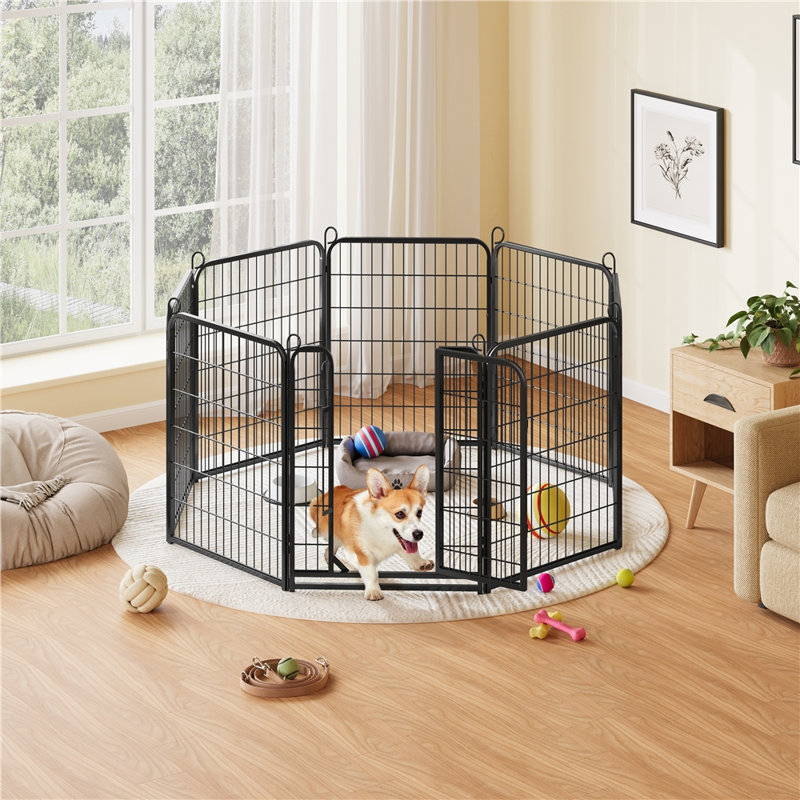 Metal Dog Exercise Pen Panels with  Door, 32" H x 26" W x 0.47" D
