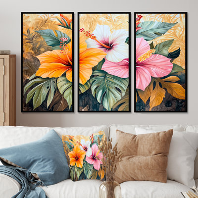 Hibiscus And Heliconia In Hawaii I - Hibiscus Wall Art Set