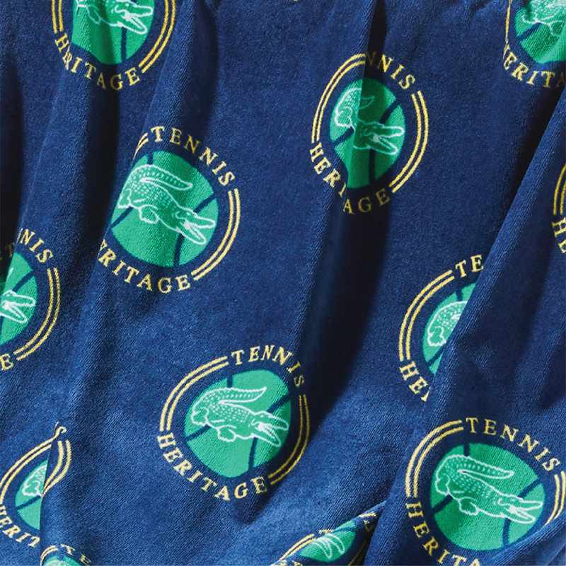 Lacoste Oversized Cotton Beach Towel 36x72, Allover Badges Navy