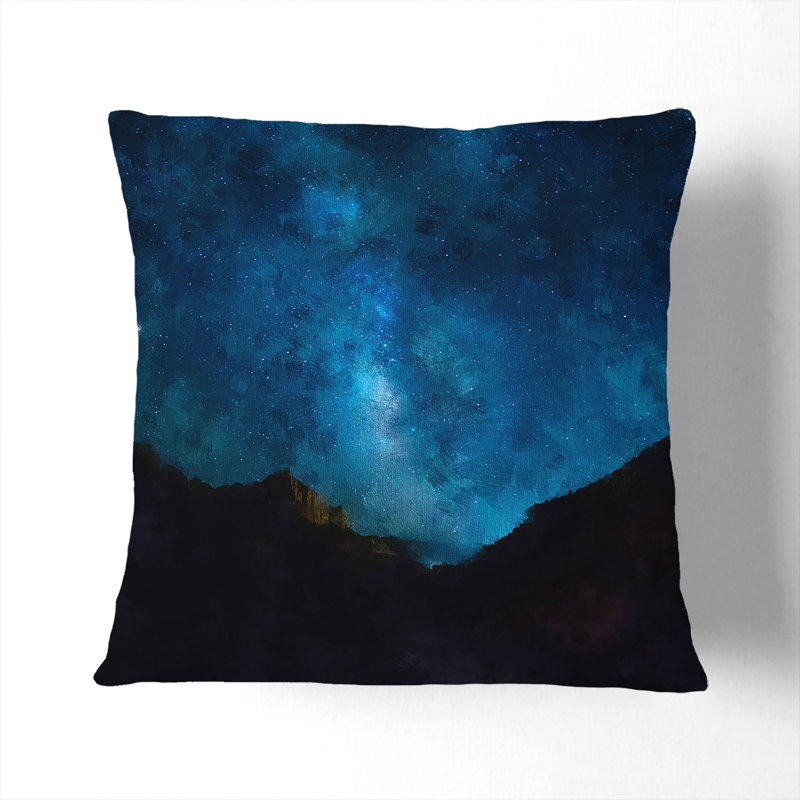 Stars Above Zion National Park in Abstract Cushion with Filling, 55cm H x 55cm W x 20cm D, Black/Blue