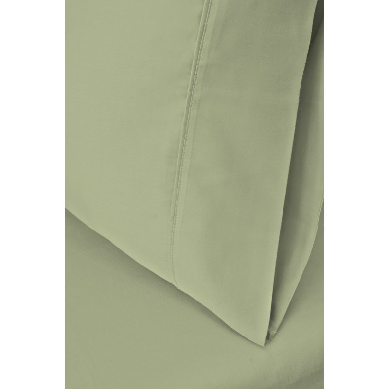 Ensemble de taies d'oreiller en coton égyptien - 300 fils/cm² - Couleur unie, Très grand lit, Sauge
