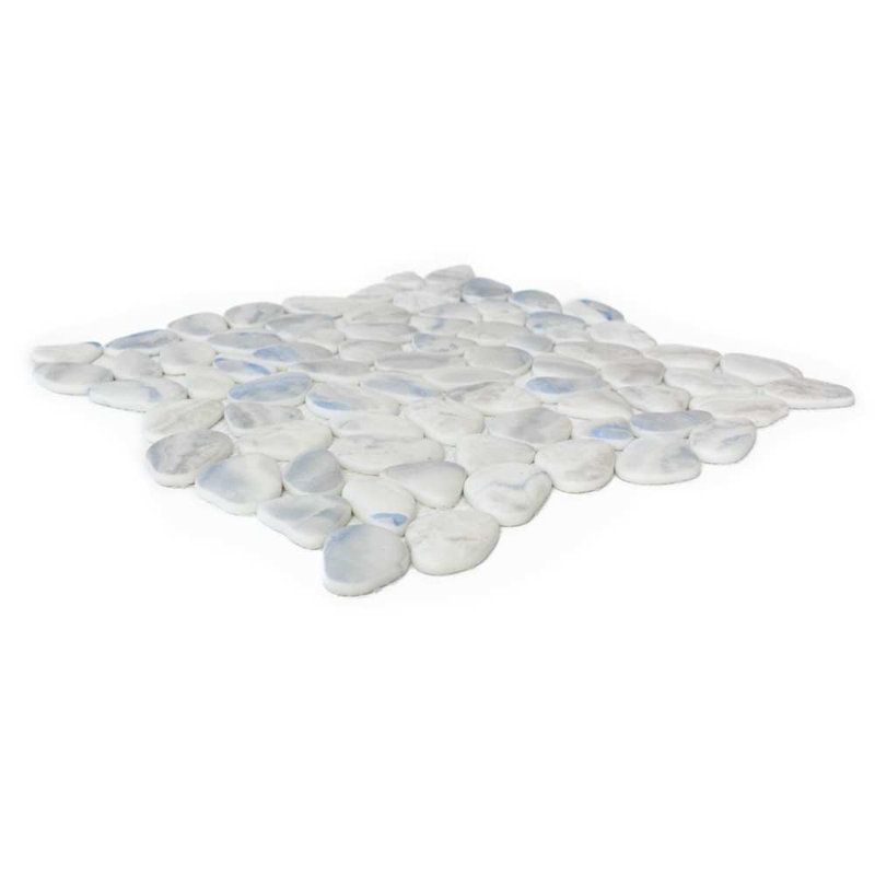 Huron Glass Pebbles Mosaic Tile, Blue