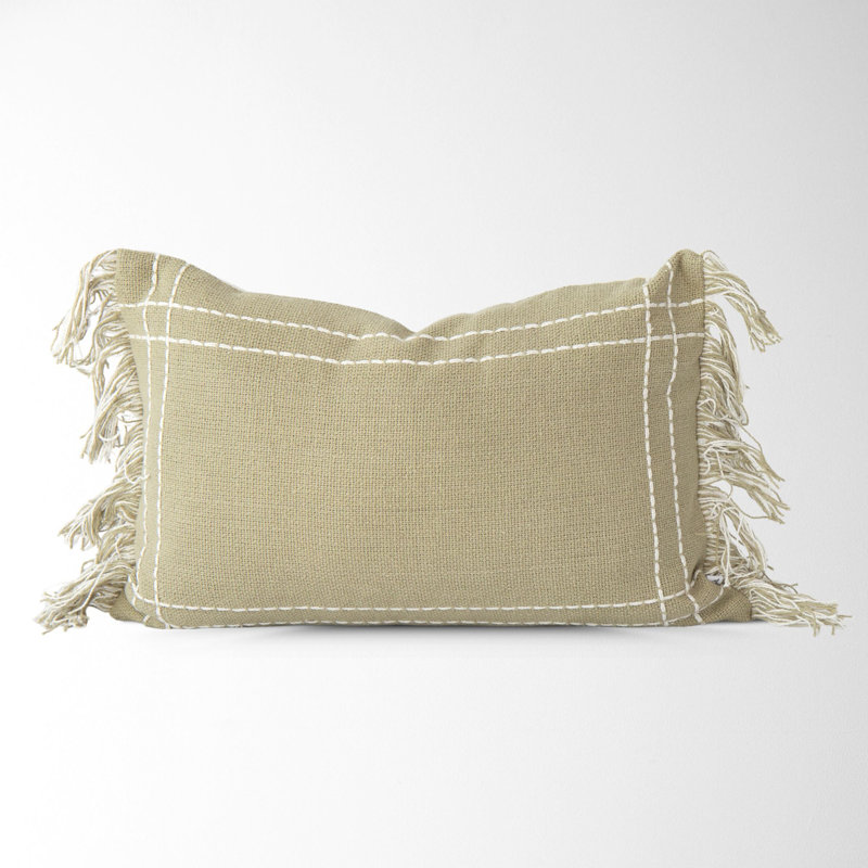  100% Cotton Lumbar Rectangular Pillow Cover, Green