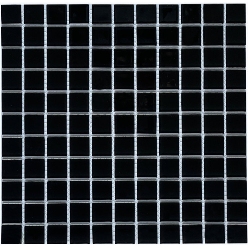Carrelage mural et de sol en mosaïque de verre Maranello 1 po x 1 po, Noir