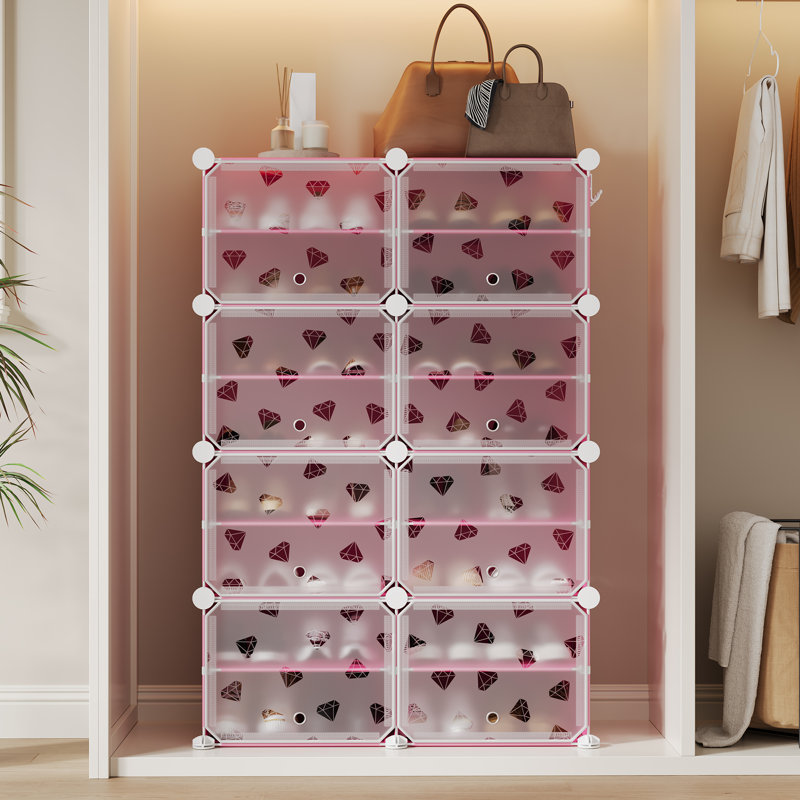 32 Pair Shoe Storage Cabinet, Pink