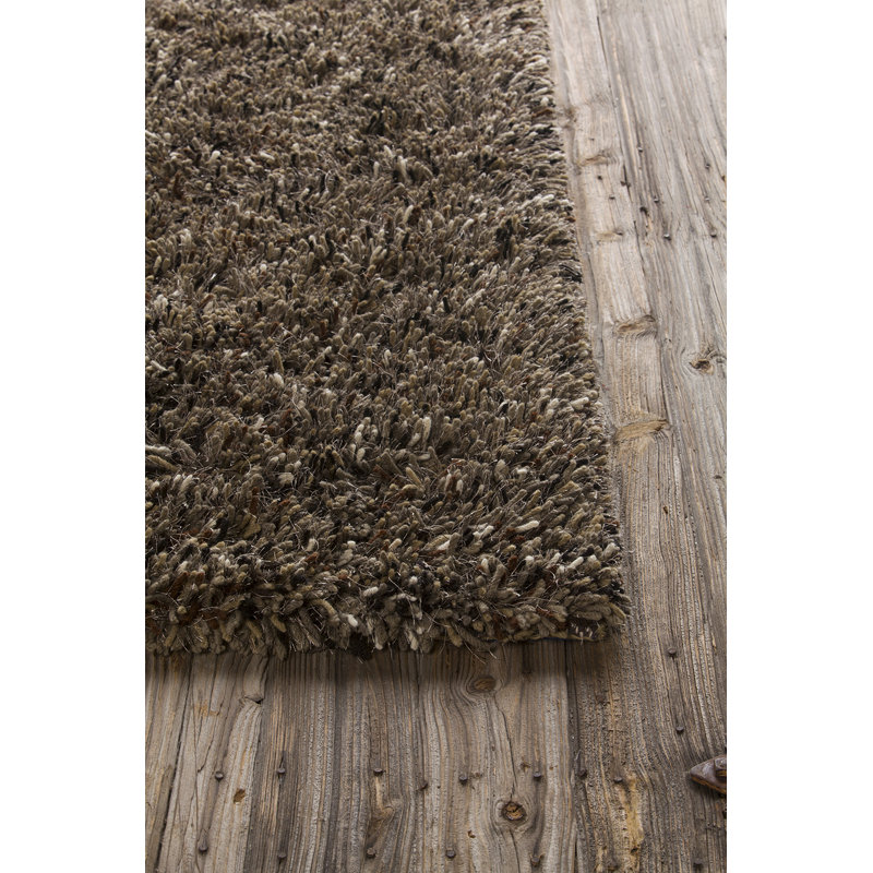 Tapis en laine et polyester tissés à la main Fulda Aviles, Brun, blanc, noir, orange, Rectangle 5 pi x 7 pi 6 po