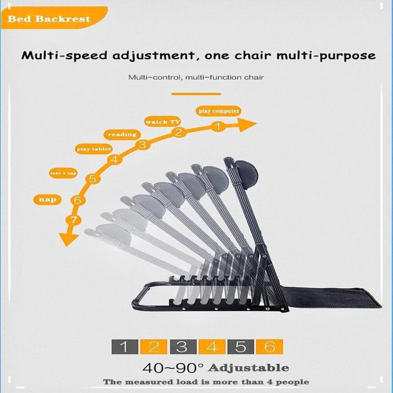 Adjustable Lifting Bed Backrest With 6 Gears, 40°~90°Adjustable Back Rest , Portable Folding Adjustable Sit Up Back Rest For Reading Or Relaxing In Bed
