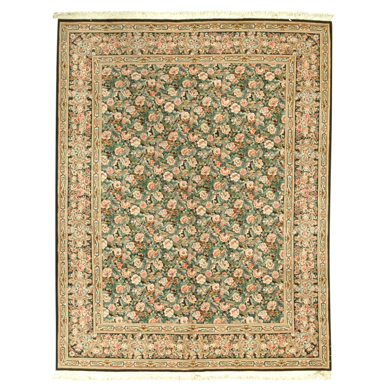 Tapis noir noué à la main de haute qualité