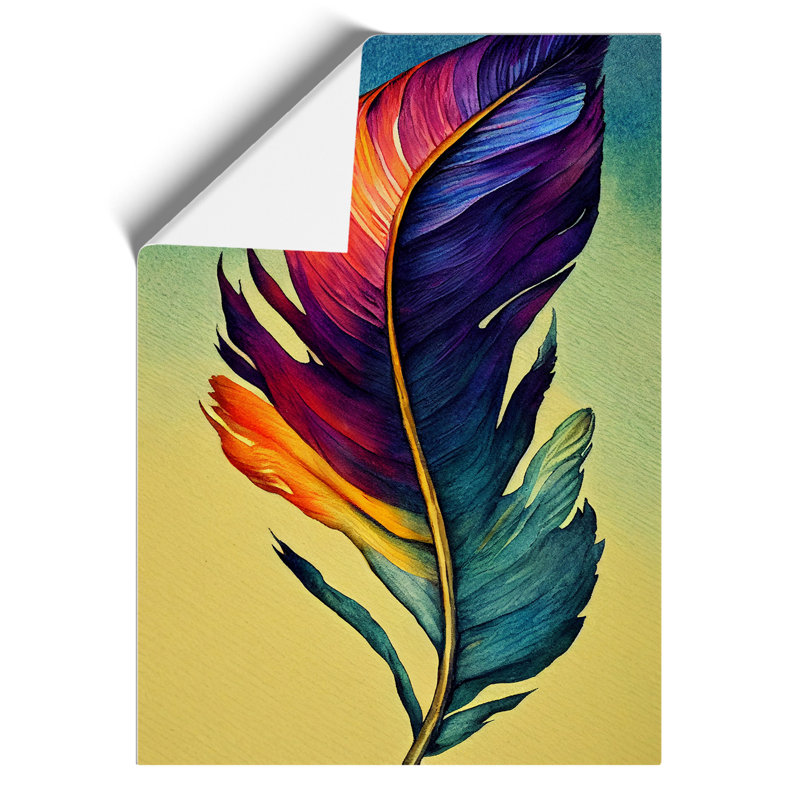 Colourful Feather No.5 - Wall Art, Paper, 29.7cm H x 21cm W, No Matte