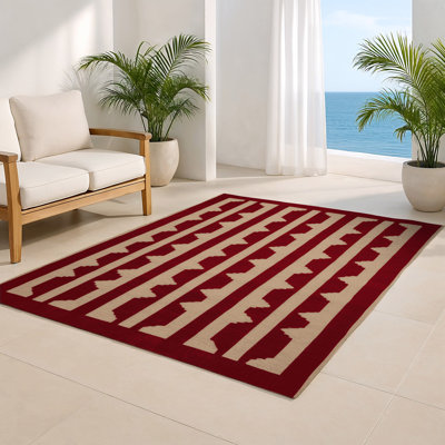 Trellis Red Indoor and Outdoor Area Rug