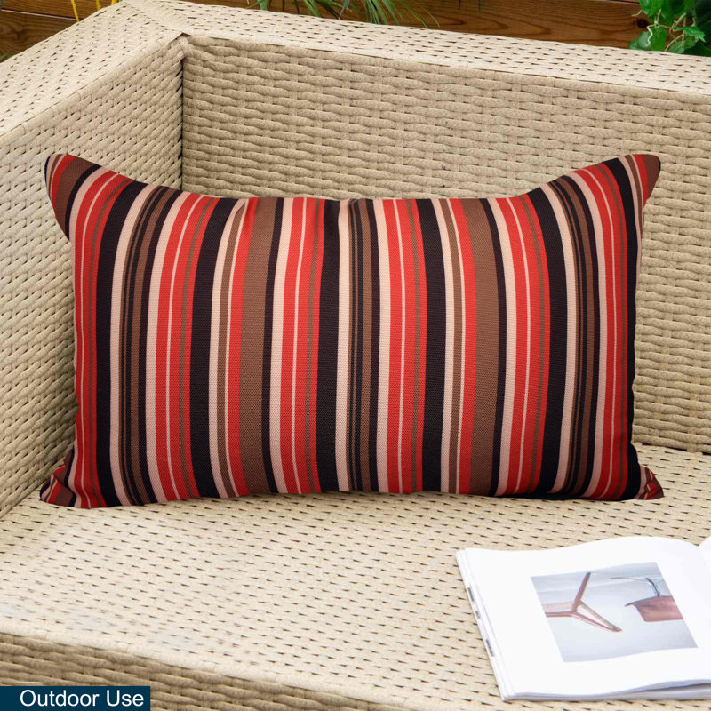 Coussin intérieur/extérieur Floral, Rayures rouges