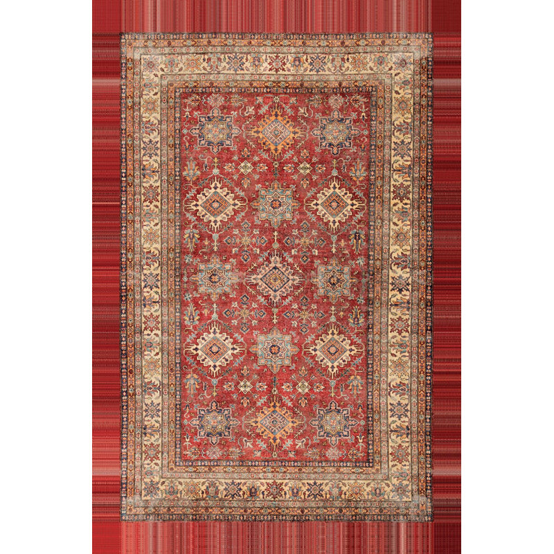 Premium Woven Area Rug, 5.9 x 9.2 Feet | 100% Polyester, 650 g/m² | Antibacterial, Non-Slip PVC Dot Underside, 0.3 in Pile Height | Machine Washable, 3D Digital Printing | Perfect for Living Room & Bedroom Decor