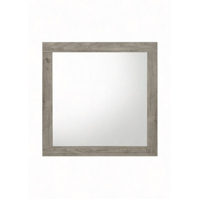 36" Square Transitional Floor Mirror, Wood Frame (Rubber Wood/MDF), Shatterproof, 29X36 Inner Size, Stylish Home Decor