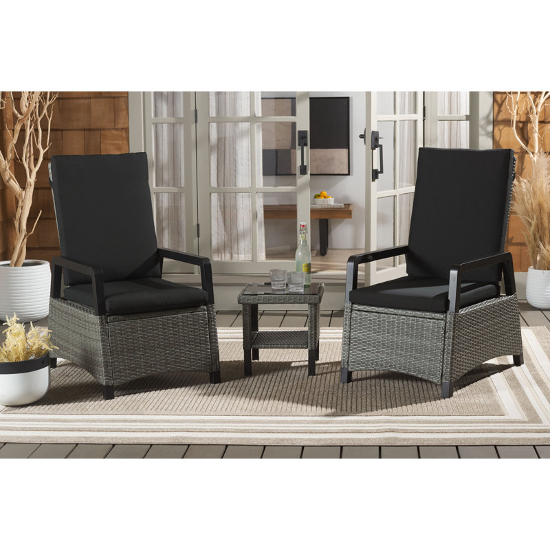 Herman Reclining Chairs and Table Set, Black