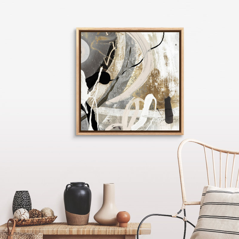 Tangled III - peinture sur toile, Toile avec cadre flottant, H 31,25 po x l 31,25 po, Naturel