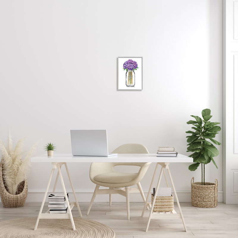 Pot de fleurs aquarelle mauve, L 11 po x H 14 po