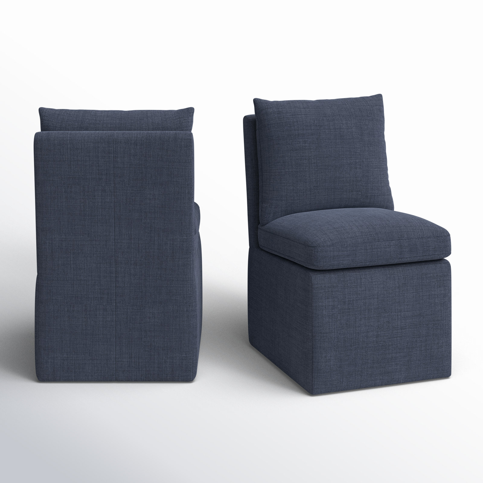 Alayaa Linen Side Chair, Effie Indigo Performance Linen