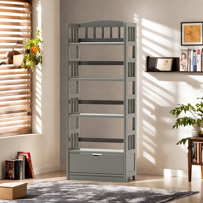 Bibliothèque pratique et de haute qualité, Gris, (4 tablettes) H 59,8 po x l 23,6 po x P 11,2 po