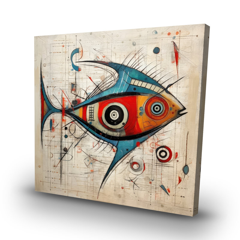 Abstract fish - 32"x32" art on canvas