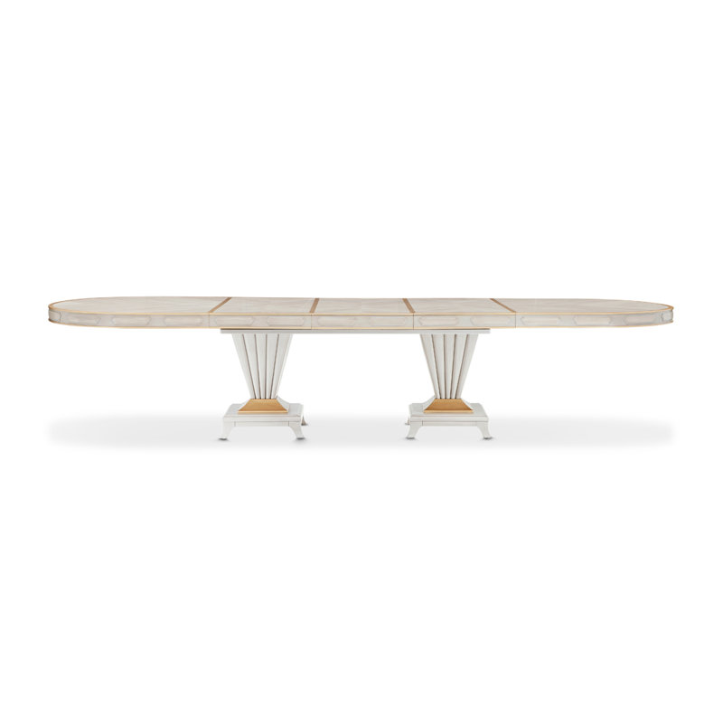 St. Charles 9-Piece Pedestal Dining Room Set - Dove Gray