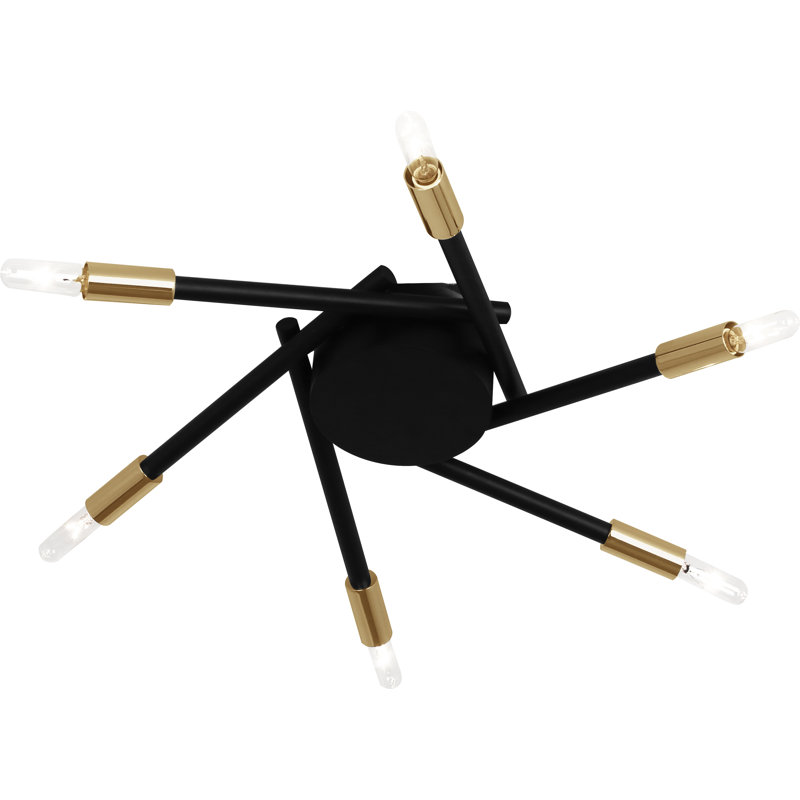 Thatcher 6 - Light Flush Mount, Matte Black/Modern Brass