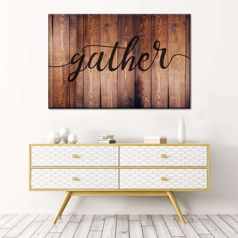 «Gather Typographie II», reproduction sur toile, H 16 po x l 24 po x P 1,25 po