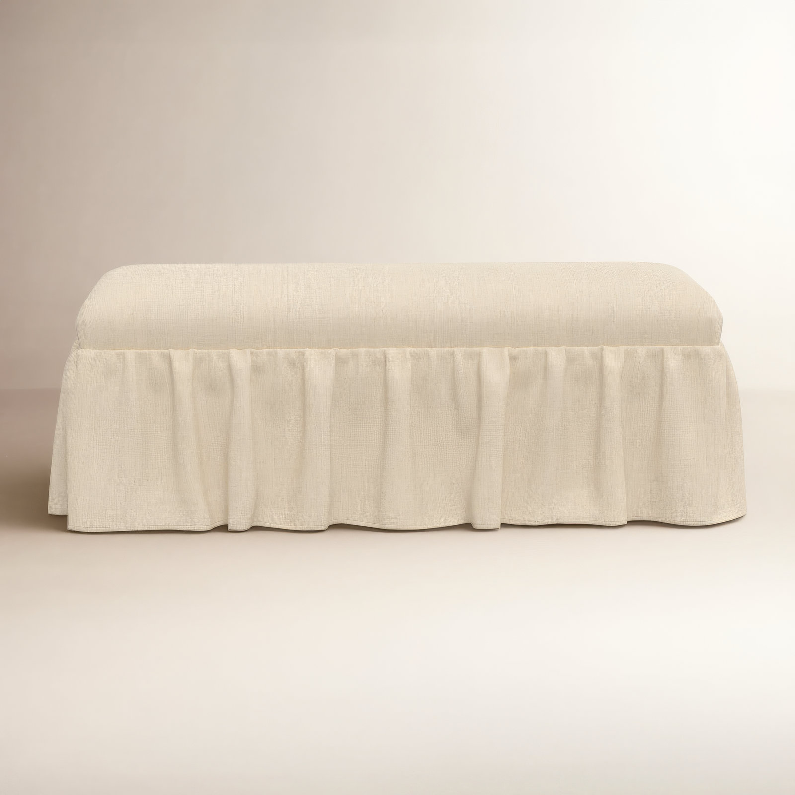 Maggie Ruffle Dining Bench, Classic Linen Linen