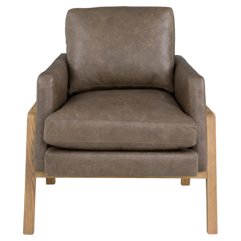 Fauteuil d'appoint en cuir Fletcher, Perle 1181, Tabac