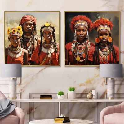 Ensemble de 2 décorations murales Tribal africain Vibrance I